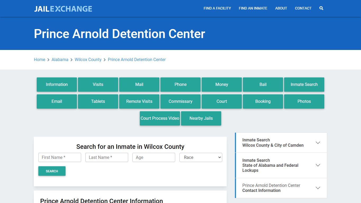 Prince Arnold Detention Center Roster Lookup, AL, Inmate Search